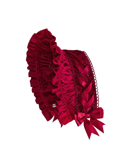 Black and Red Bonnet Headpiece - With PUJI