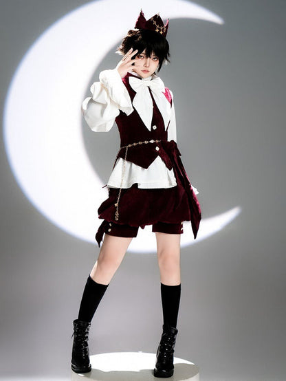 Weste Rotwein Kragen Prince Style Lolita Samt Banded Ouji