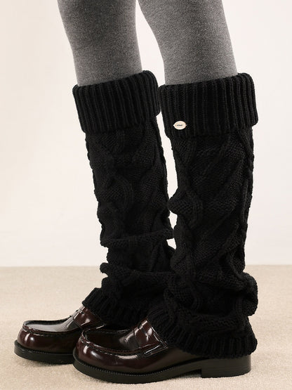 Knit 5 One-Side Cable Warmers Leg Accent Button Colors