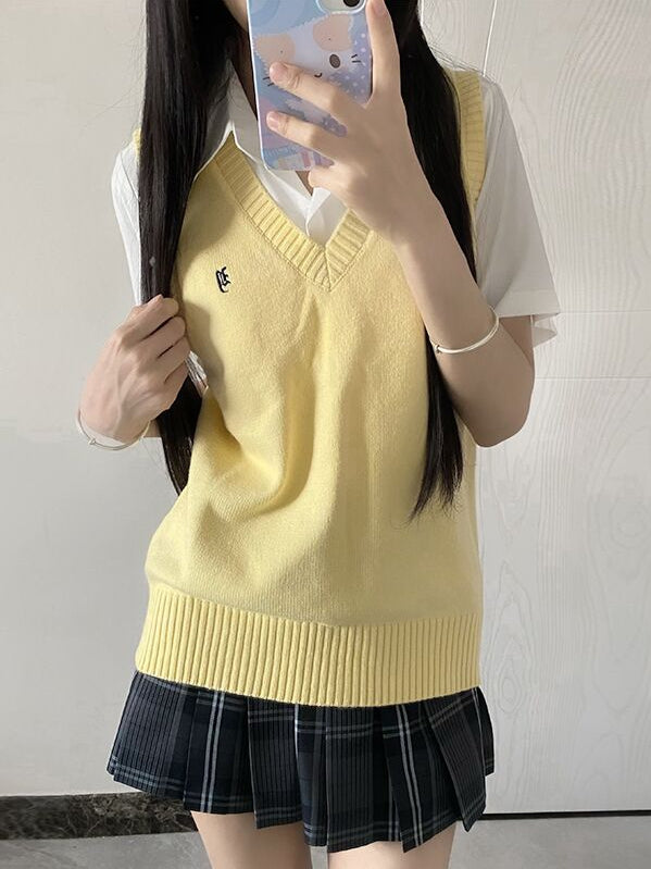 Letter Options 8 Preppy Uniform Vest JK Color Embroidery Style