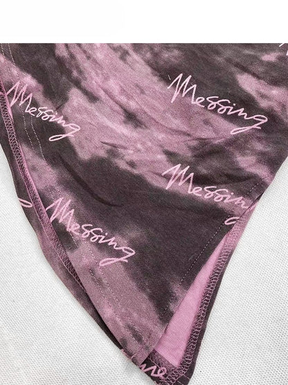 パープルダイストラップヘムトップY2Kアシンメトリービタースイートチューブセルフタイタイ