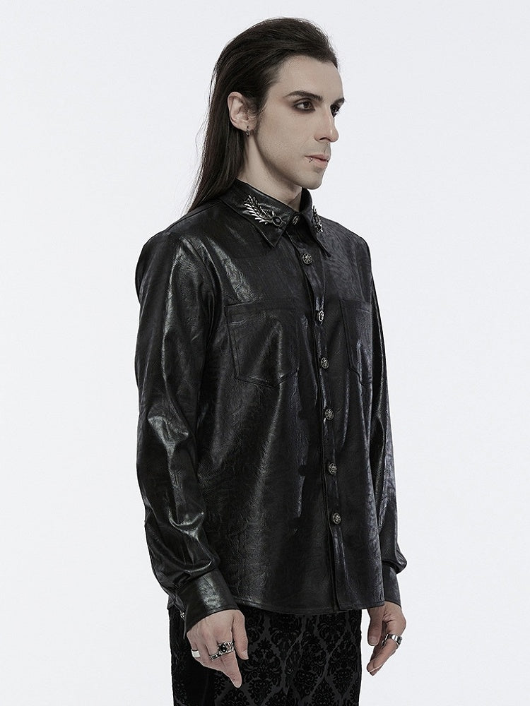 Black Men's Gothic Dragon Scale Shirt