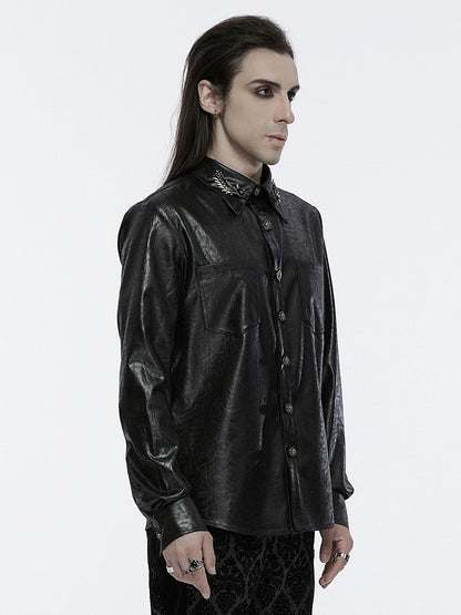 Black Scale Shirt Goth Men's Dragon