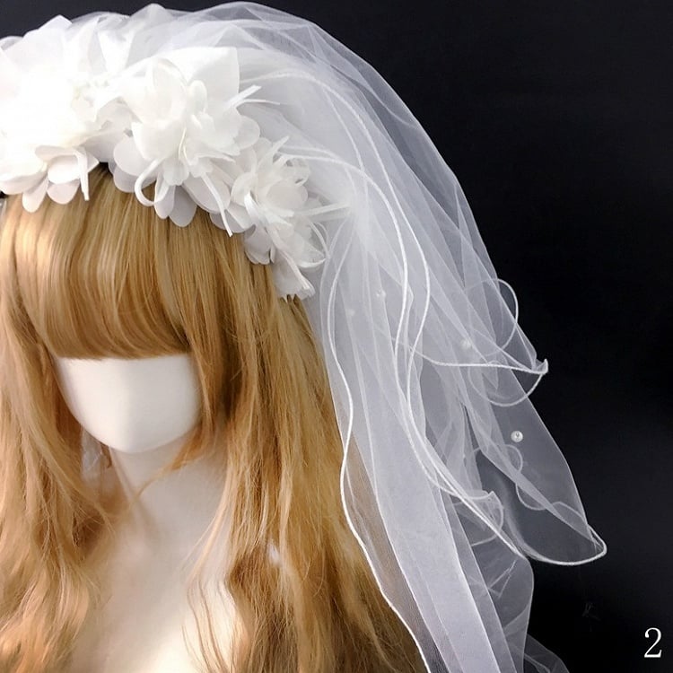 KC Lolita with Veil Lily Beads White Decorated