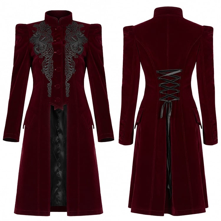 Red Gothic Mid Length Coat