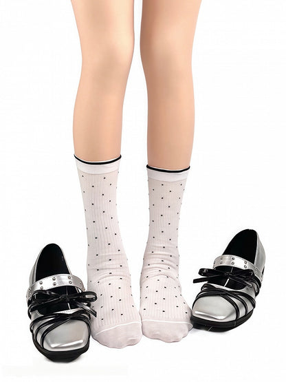 Calf Patterned Ruffled Colors Socks 3 Polka-Dot