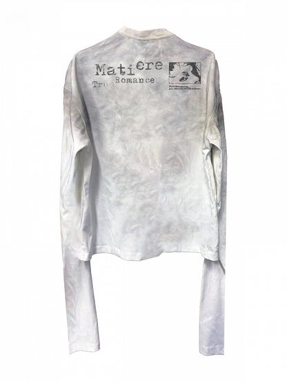 Vintage White Portrait Print Round Neck Punk Top - DETW OnLine