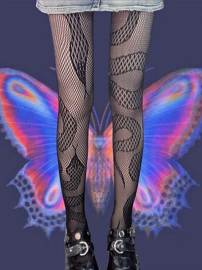 Snake Tights Black Pattern