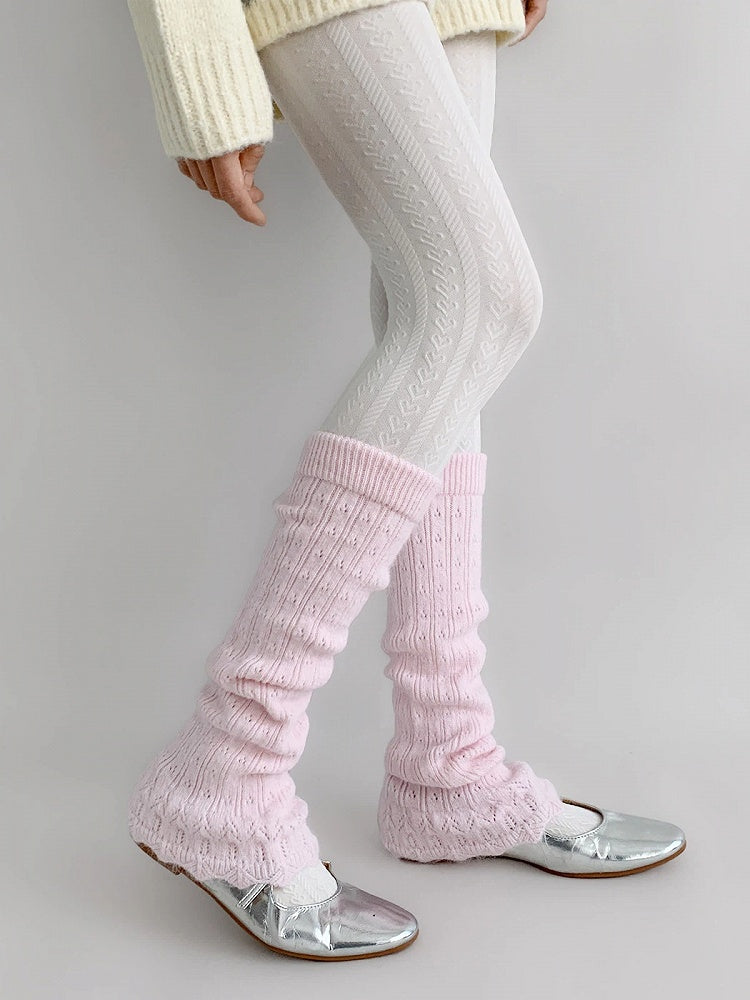 Colors） Knit Ribbed Slouchy Warmers （6 Leg Stirrup
