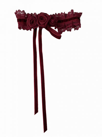 Choker Black Red Blue Dark / Purple Roses