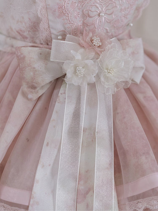 / Pink Hairclip Floral Green Purple