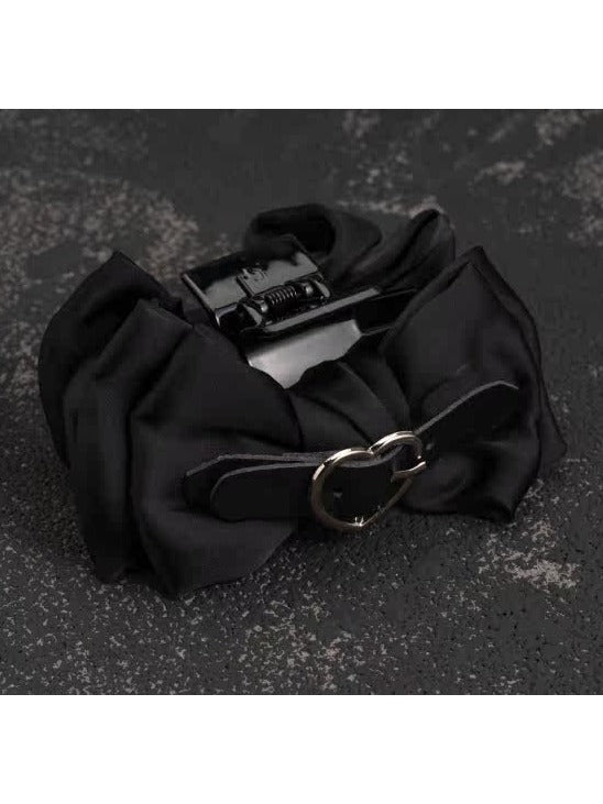 Gothic Black Bow Hair Claw Clip - Strange Sugar