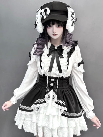 ジライケイ ホワイト ピーターパンカラー レーストリム ランドマインスタイル シャツ