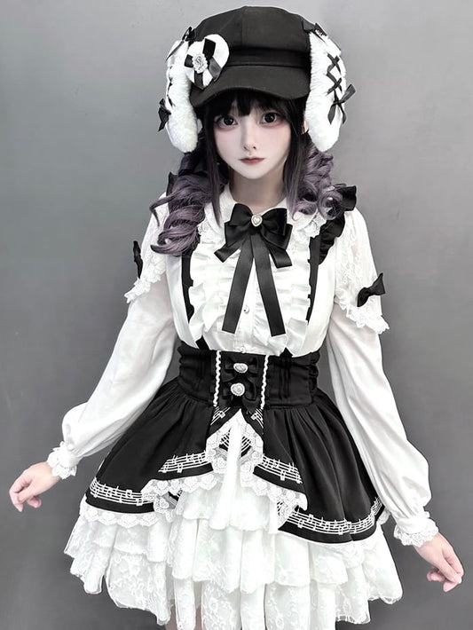 ジライケイ ホワイト ピーターパンカラー レーストリム ランドマインスタイル シャツ