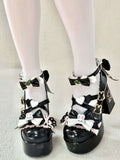 Crisscross Snap Bunny-shaped Black Sweet shoes with Lolita Straps Mary Jane