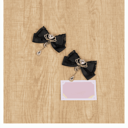 Celestial Collection Moon Options Jirai Kei Bowknot Hairclips with Beaded Chain Gemstone Star 5 Color