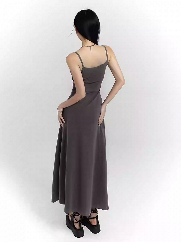 Gray/Black Ankle Length Glamorous Slim-fitting Cami Dress