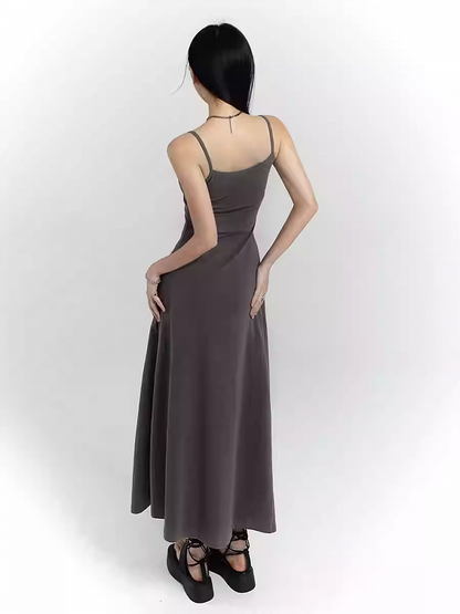 Gray/Black Ankle Length Glamorous Slim-fitting Cami Dress