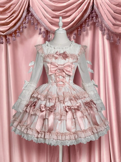 Accents Lolita Bow Bell Lace Sleeves with White Blouse