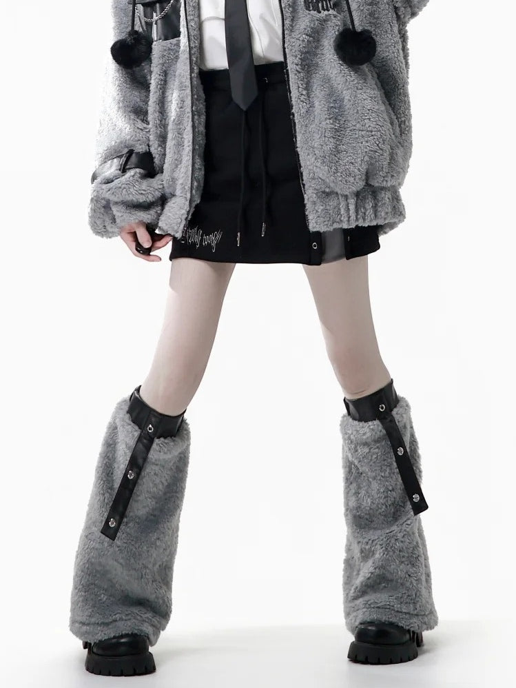 Covered Fleece - Lined Waist with Skirt Drawstring Elastic Black