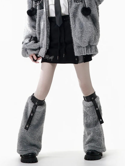 Covered Fleece - Lined Waist with Skirt Drawstring Elastic Black