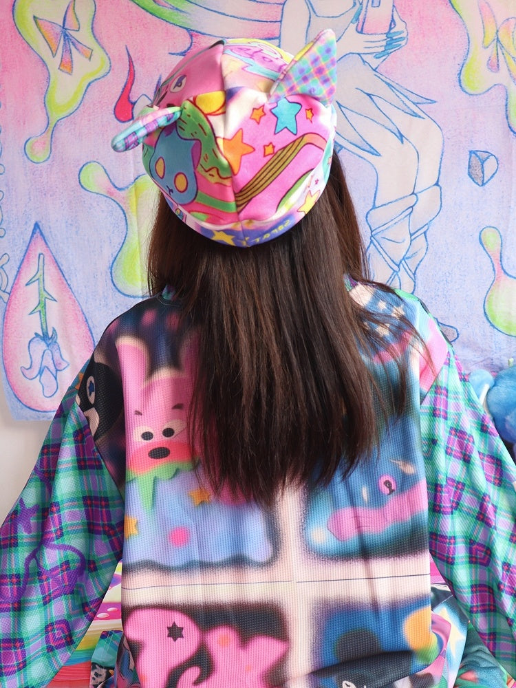 Print Hat Cat Ears Cartoon Y2K Options 3