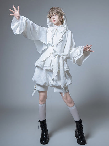 プリンスロリータ オーバーサイズジャケット ホワイト 王子耳 フード ウサギ付き