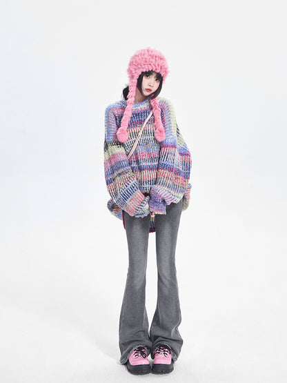 Washed Gray Jeans Low-Rise Flared with Finish Fly Button