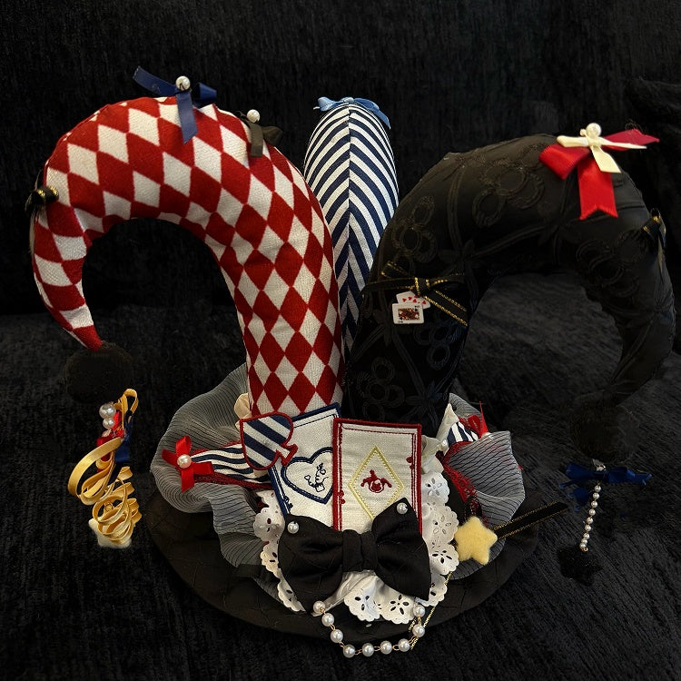 Black & Red Circus Clown Lolita Hat - Green Castle