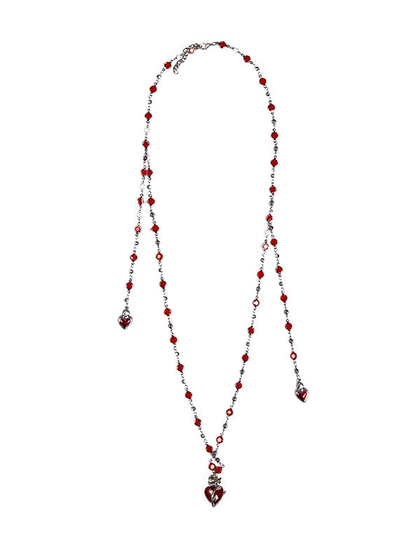 赤いハート型ペンダントネックレス