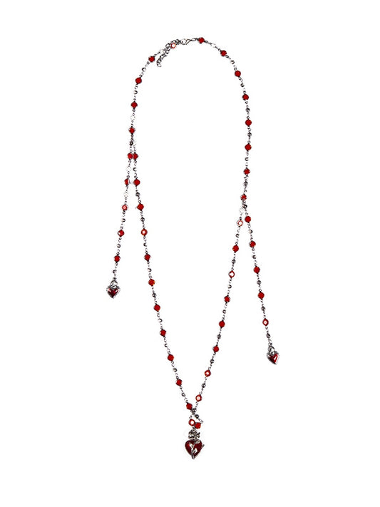 赤いハート型ペンダントネックレス