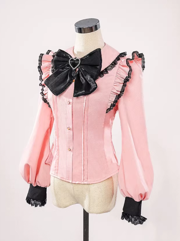 OSHI NO KO Hoshino Ai Jirai Kei Rosa Hemd und grauer Rock Cosplay-Kostüm im Lolita-Stil