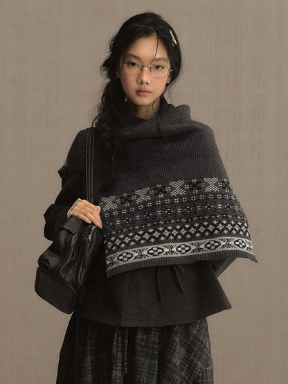 Dark Gray Peter Pan Collar Blazer with Bow Accent