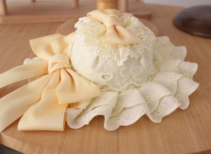 Yellow Sweet-Style Hat Lace Mini