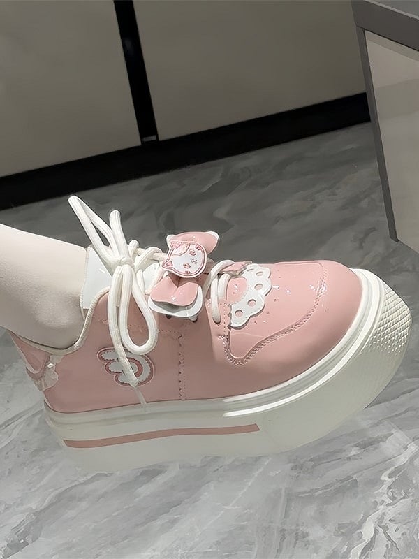 Sweet Platform Light Pink Lolita with Round Style Sneakers in Toe