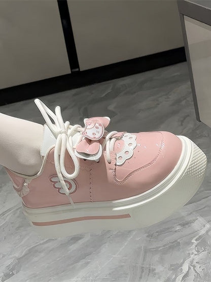 Sweet Platform Light Pink Lolita with Round Style Sneakers in Toe