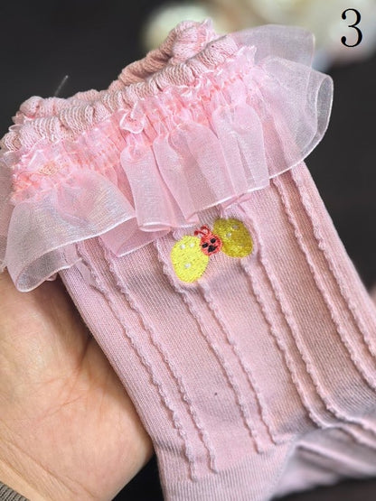 Optionen Cartoon Socken Rüschen Lolita Bündchen Kalb Bunt 9