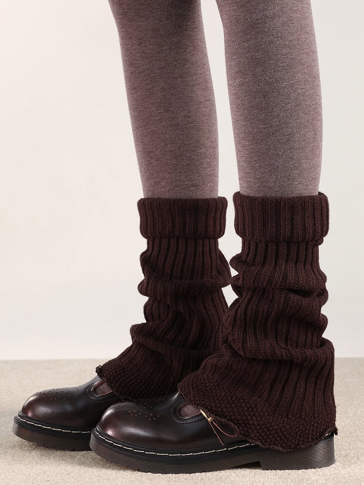 Warm Warmers Turn-Down Collar 4 Colors Knitted Flared Leg