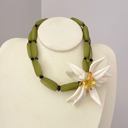 Beaded Design Necklace Y2K Floral