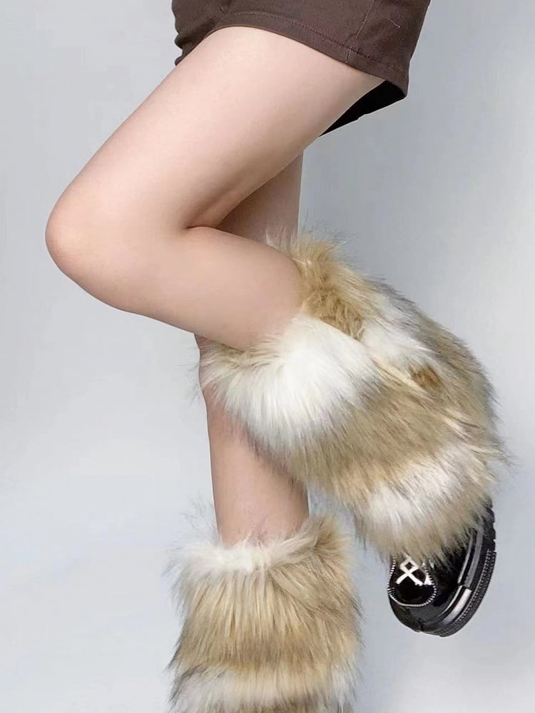 Plush Brown Warmers Y2K-Style 25CM/40CM Leg and White