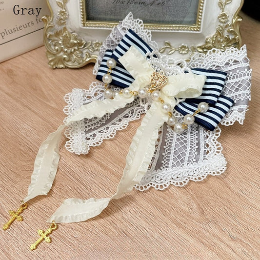 Lace Charm And Lolita Cross Options Color Hairclip 6 Bowknot Sweet Trim Beaded