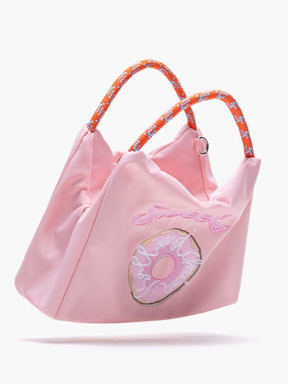 Pink Crossbody Phone Bag With Embroidered Donut Design