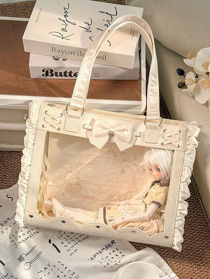 BJD Doll Bag with Bow and Lace-Up Details - Salt Tea