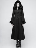 Black Gothic Long Worsted Floral Disc Coat