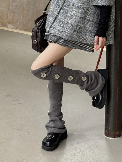 Over-the-Knee Accents Ribbed with Leg Button Warmers