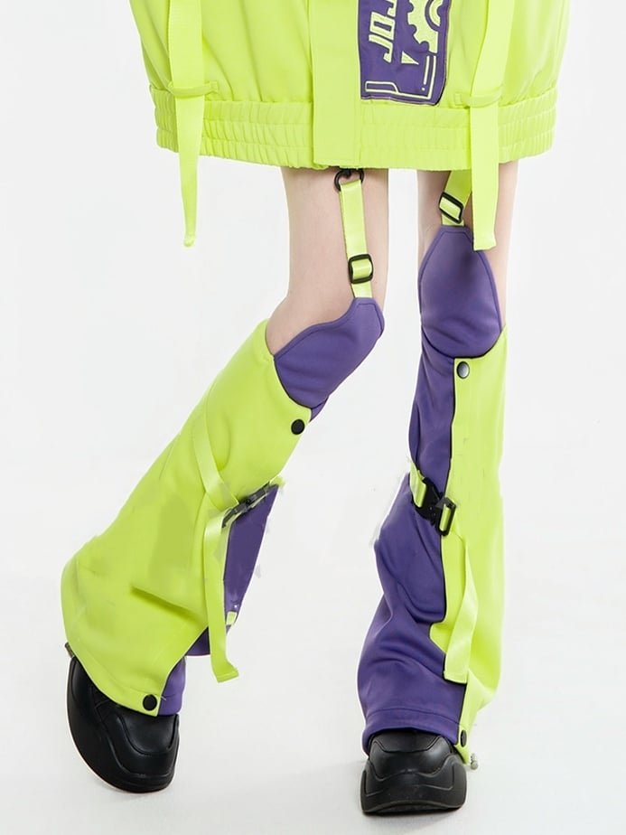 Futuristic Landmine-Inspired Design Purple in Warmers Leg Green and Colorblock Silhouette