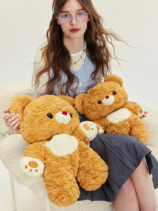 Detachable Straps Bear Plush Yellow Backpack Shoulder Size Middle/Large