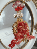 Cameo Vintage Pendant Necklace Lolita Red-Gold Flower