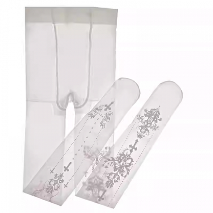 ゴシックロリータ ブラック/ホワイト クロスプリント タイツ