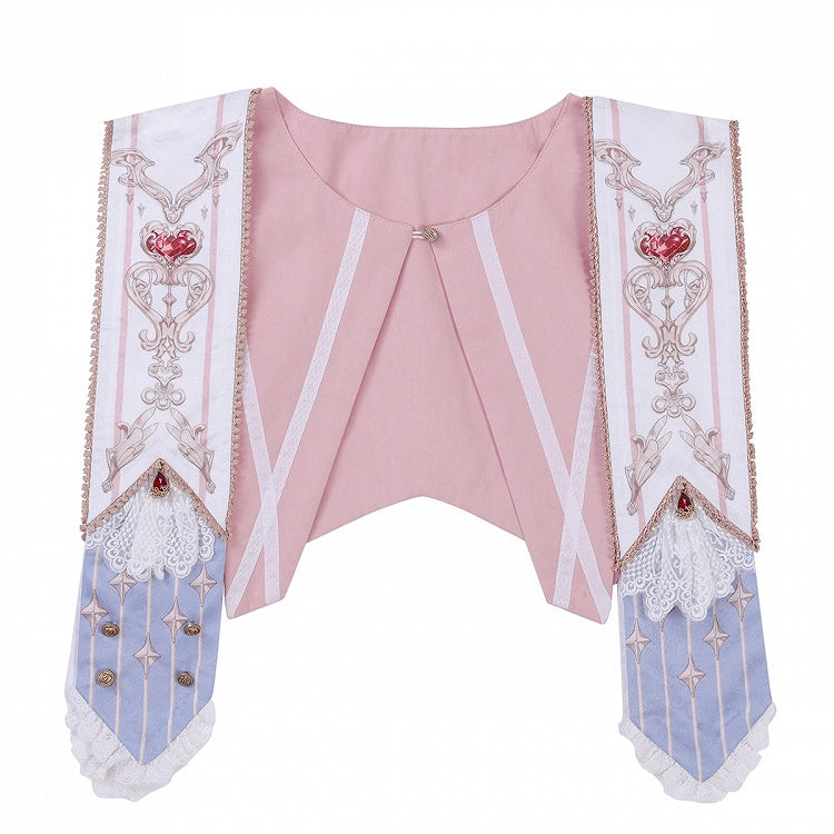 Detachable with Blue/Pink Lolita Collar Print Dark Rhinestone and Accents Lace